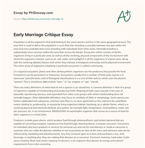 Early Marriage Critique Essay - PHDessay.com