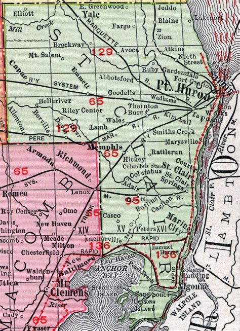 St. Clair County, Michigan, 1911, Map, Rand McNally, Port Huron ...