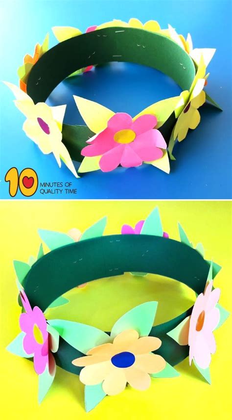 Flower Crown Craft for Spring | Crown crafts, Preschool crafts, Luau crafts