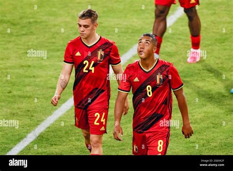 Belgium's Leandro Trossard and Belgium's Youri Tielemans pictured after ...