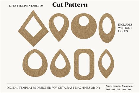 Earrings SVG Template Cut File Cricut Earrings Bundle Leather Earring By Lifestyle Printable Co ...