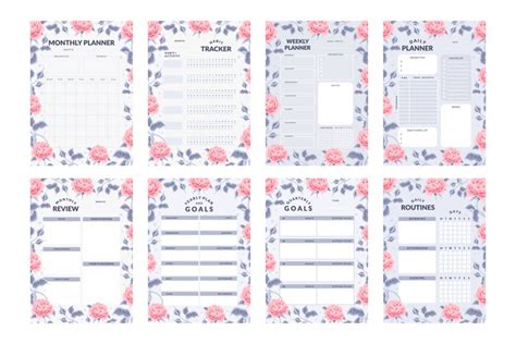 Printable Blue Floral Planner Collection