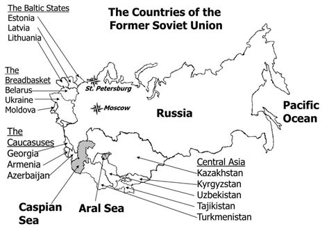 USSR countries map - Map of USSR countries (Eastern Europe - Europe)