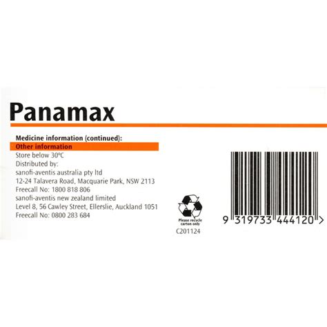 Panamax Paracetamol 500mg 100 Tablets