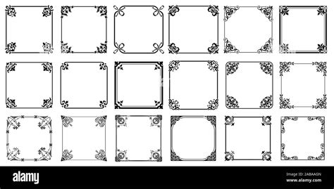 Decorative frames retro ornamental, vintage square ornaments and ornate border vector set Stock ...