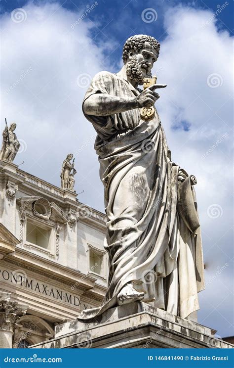 Statue of St Peter Outside St Peter`s Basilica in Vatican City Stock ...