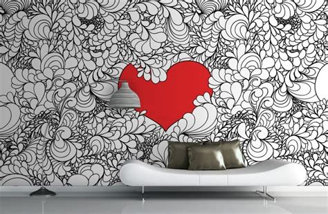 Intricate Love Heart Illustration Mural | Wall paint designs, Creative walls, Wall murals