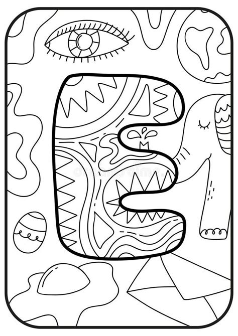 Kids Alphabet Coloring Page ABC - Letter E. Coloring Book Page for ...