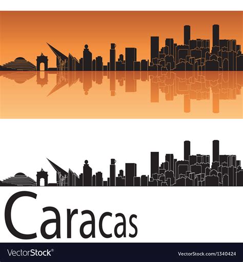 Caracas skyline in orange background Royalty Free Vector