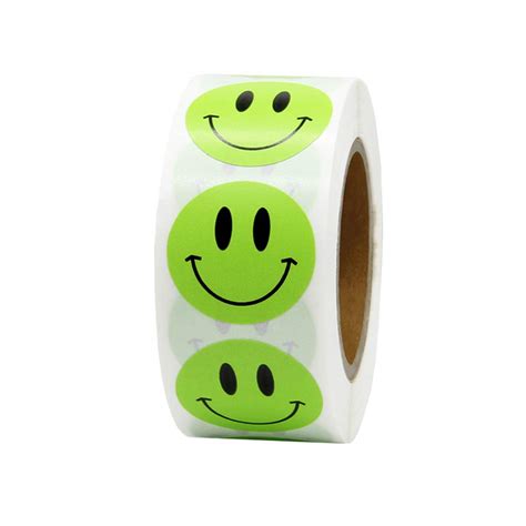 Buy Hcode Happy Face Stickers Roll Circle Dots Paper Labels Reward ...