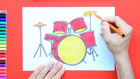 How to draw a Drum Set - YouTube