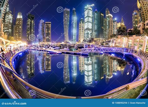 The Dubai Marina during Night Editorial Stock Image - Image of architecture, panorama: 108890294