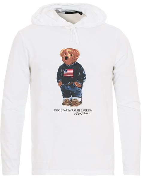 Polo Ralph Lauren Printed Bear Hoodie White hos CareOfCarl.com