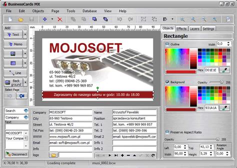 MojoSoft Business Cards MX 3.95 - Descargar Gratis