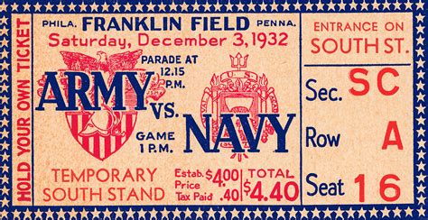 1932 Army Navy Game Ticket Mixed Media by Row One Brand - Fine Art America