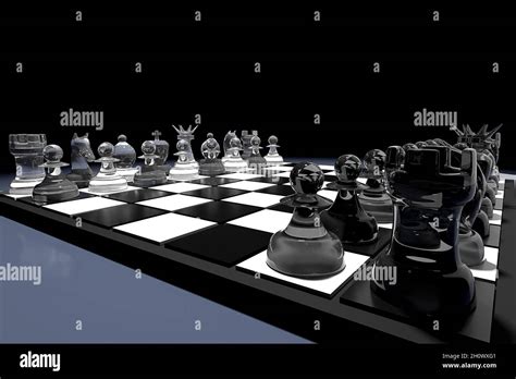 Glass chess pieces on chess board Stock Photo - Alamy