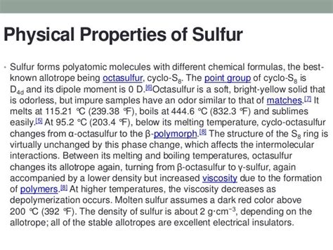 Physical Properties Of Sulphur