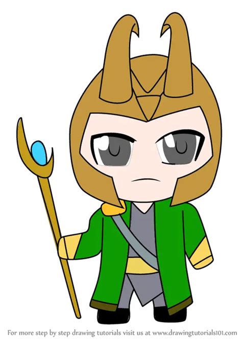 How to Draw Kawaii Loki (Kawaii Characters) Step by Step | DrawingTutorials101.com