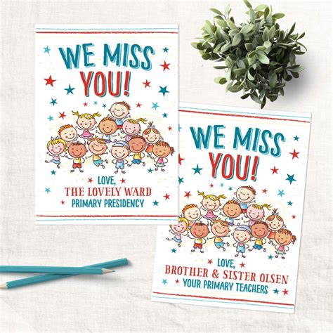 "We Miss You" LDS Primary Card – Ministering Printables