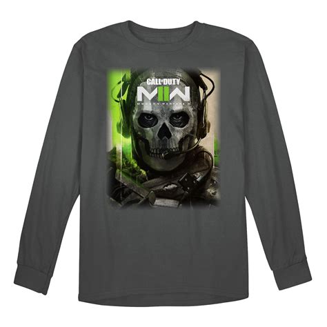 Modern Warfare II Ghost Art Charcoal Long Sleeve T-Shirt - Call of Duty ...