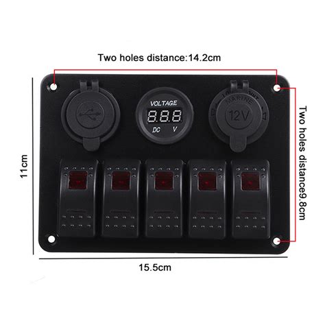 New 5 Gang Dual USB 12V On-Off LED Switch Panel Voltmeter Car Boat ...