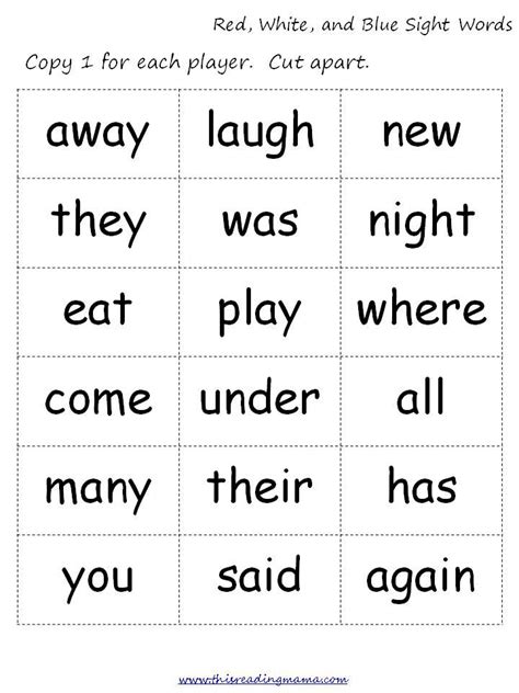 Red, White, and Blue Sight Words (FREE Printable) - This Reading Mama ...