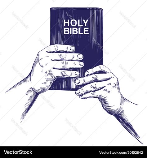 Hands holding holy bible gospel doctrine Vector Image