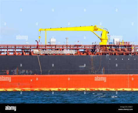 Description manifold on the deck of chemical tanker ship Stock Photo ...