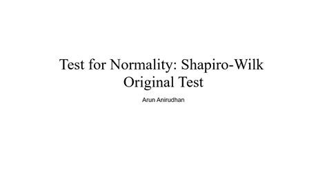 Test for Normality: Shapiro-Wilk Original Test - YouTube