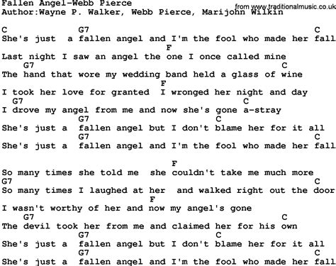 Country Music:Fallen Angel-Webb Pierce Lyrics and Chords