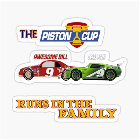 "The Racelotts "Piston Cup Runs in the Family"-Cars 3 parody" Sticker ...