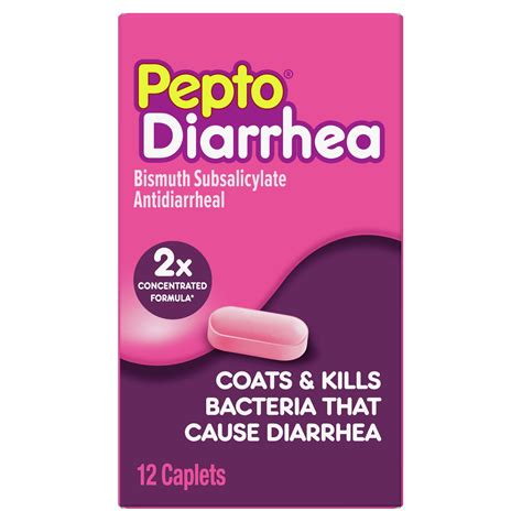 Pepto Bismol Adult Diarrhea Relief Caplets, Fast-Acting, Travel Health ...