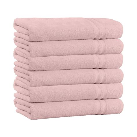 100% Cotton 5-Pack Bath Towel Sets - Extra Plush & Absorbent Light Pink ...