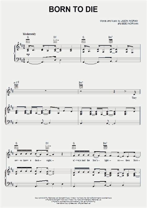 Born To Die Piano Sheet Music | OnlinePianist