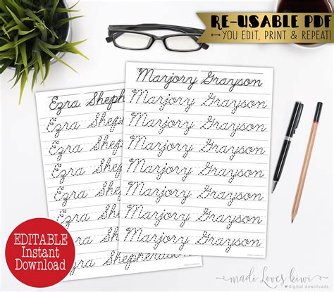 Free Editable Cursive Name Tracing Sheets - Printable Form, Templates ...