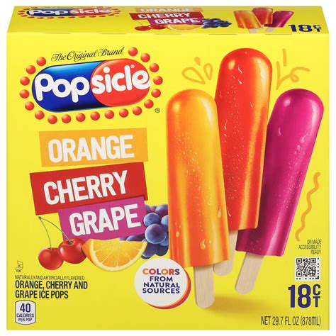 Popsicle Orange Cherry & Grape Ice Pops - Shop Bars & Pops at H-E-B