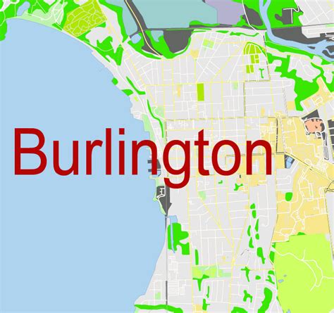 Burlington Vermont US: Free download vector map of Burlington Vermont ...