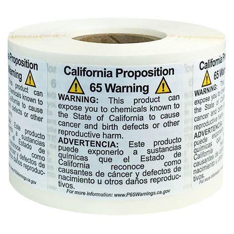 Generic California Prop 65 Labels | 1.5" | 500/Roll | InStockLabels.com