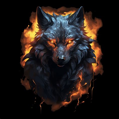 Fire Wolf Art T-shirt Design PNG and JPEG Digital Download for - Etsy