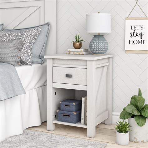 Ameriwood Home Farmington Nightstand with Drawer, Ivory Oak - Walmart ...