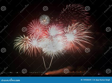 Fireworks on Bahrain National Day Stock Image - Image of explosion ...