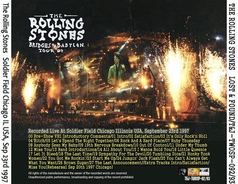 World Of BOOTLEGS: BOOTLEG : The Rolling Stones - Soldier Field, Chicago, 23 Sept 1997 -SBD- (CD ...