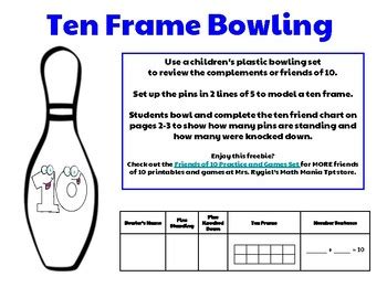 Ten Frame Bowling by Mrs Rygiel's Math Mania | TPT