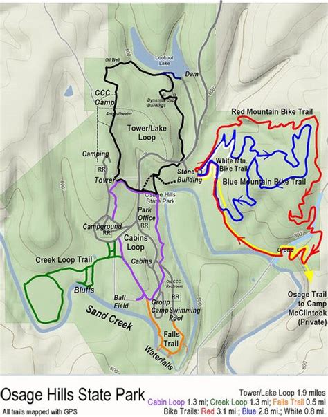 Osage Hills State Park Trail Map | Osage hills state park, Osage hills ...