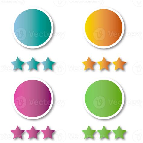Free Set of colorful round stickers with stars. 23454845 PNG with Transparent Background