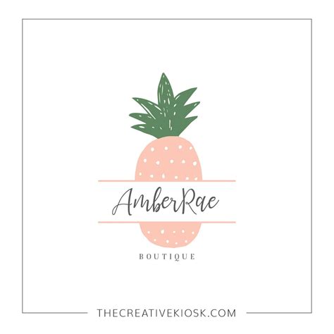 Cute Pineapple Logo. Instant Download Logo. DIY Logo Design. Watermark ...