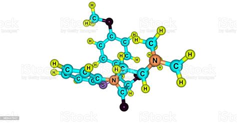 Diltiazem Molecular Structure Isolated On White Stock Photo - Download Image Now - Artery, Atom ...