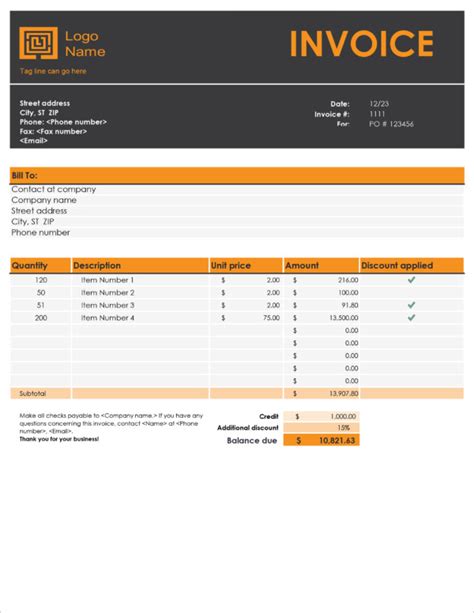 40 Free Invoice Templates In Microsoft Excel And DOCX Formats