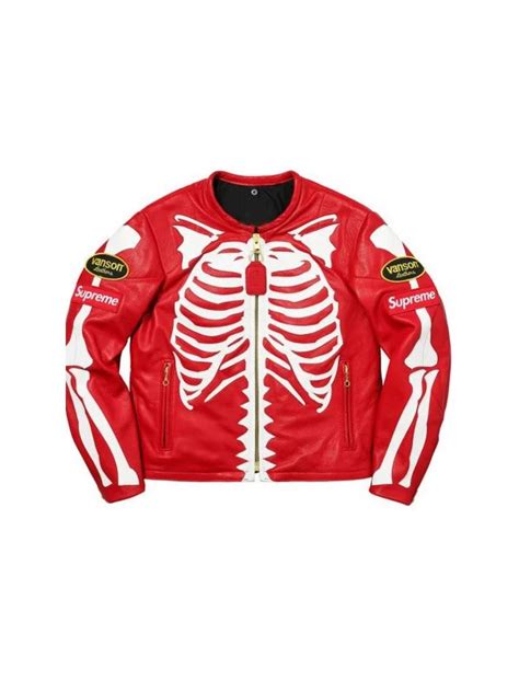 Men’s Skeleton Red Supreme Vanson Leather Jacket - GLJ