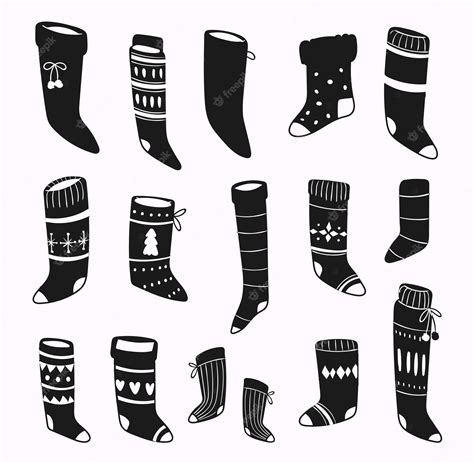 Premium Vector | Christmas socks santa silhouette and black silhouette